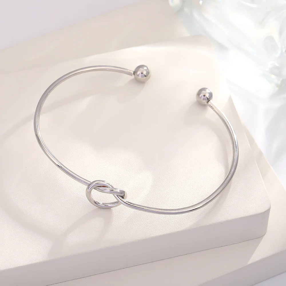 2024 cheap inner diameter 6.5cm Mobius Bracelet Fashion Alloy Hand double knot armband open adjustable cuff bracelet for women