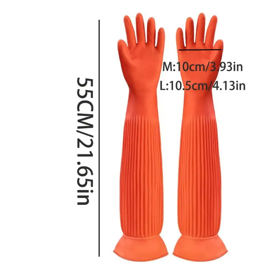Wholesale 55cm latex dish washing thickened lengthened rubber mittens laundry cleaning rubbermittens plus long gloves fashion