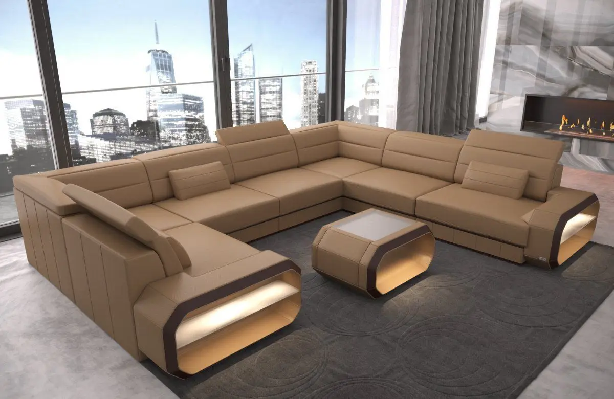Customizable Seating Couch Grey Sectional Living Room Combination Leathaire Sofa Set 7 Seater Corner