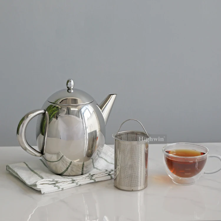 Highwin Factory Wholesales Stainless Steel Metal Unbreakable Tea Infuser Teapot