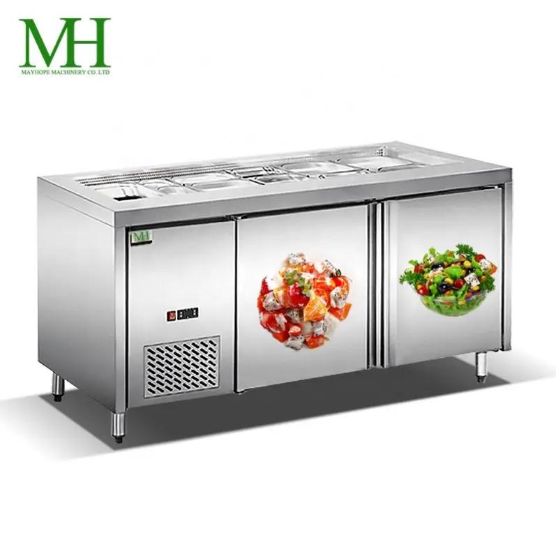 Для пиццы из нержавеющей стали Холодильный стол скамейка salade холодильник для приготовления счетчик охладитель