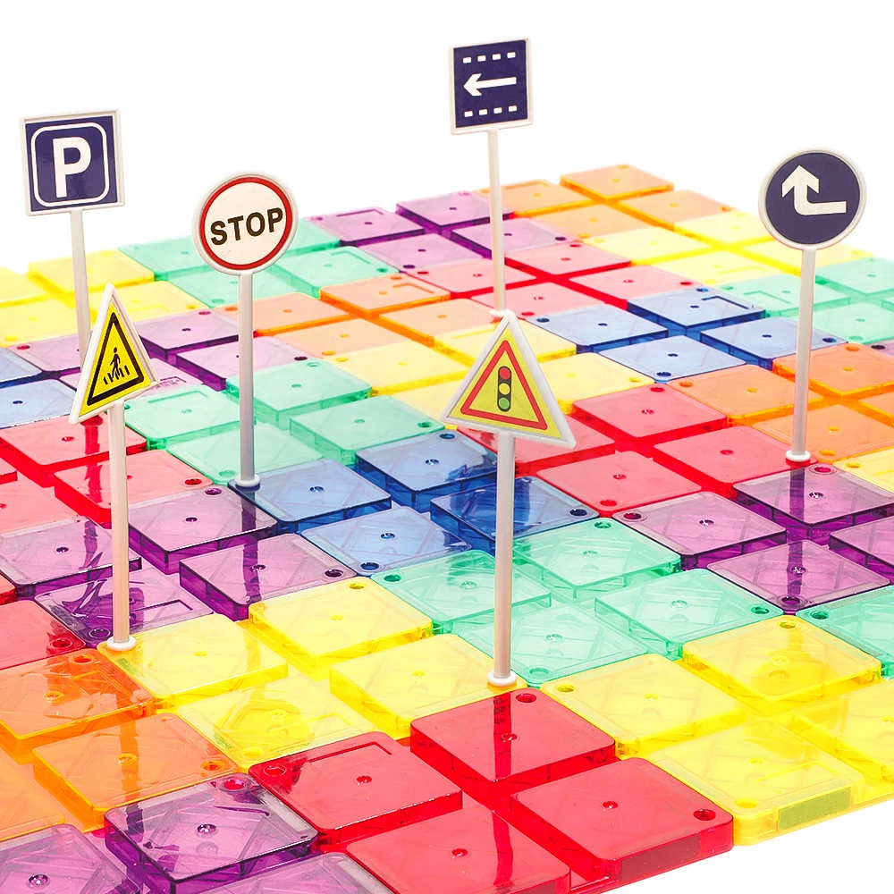 150 PCS Toys for Kids Race Car Track Building Block Educational Toy Set Magnetic Tiles Magnet DIY Play Set STEM Learning Toys