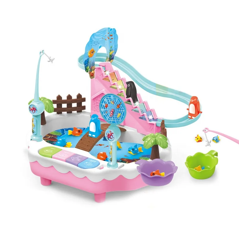 New arrival 2 IN 1 electric slide fishing game toy with light and music