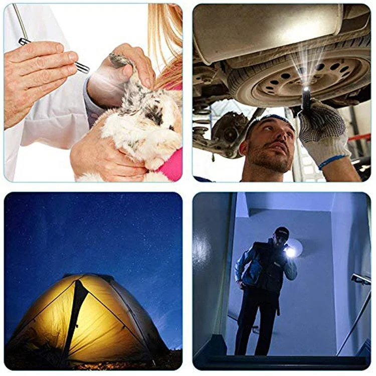 Pocket Clip White And Yellow LED Pen Torch Light AAA Battery Medical Flashlight