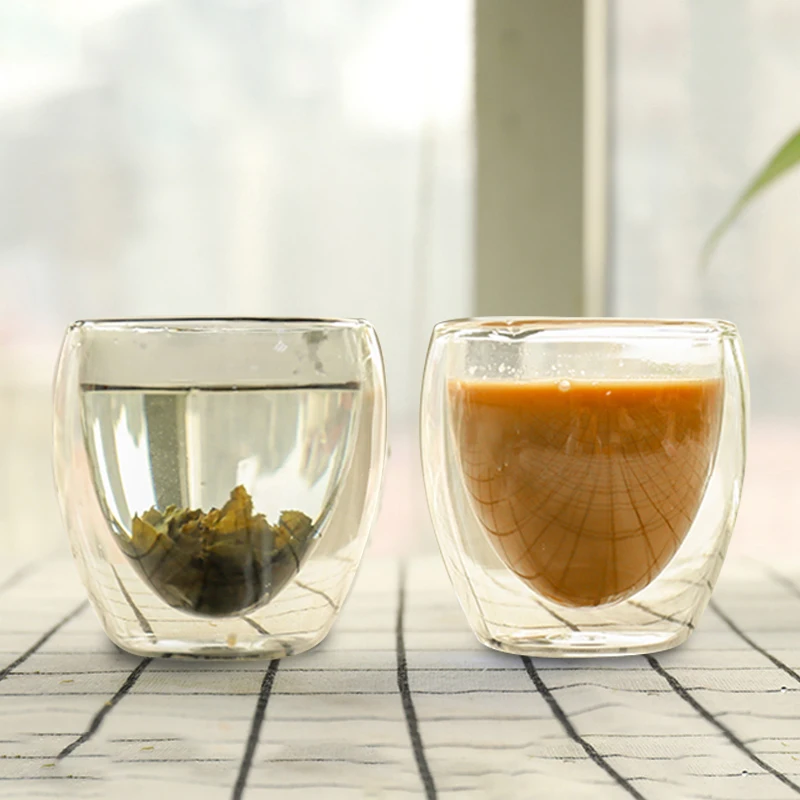 Guaranteed Quality double wall glass tea cup 250ml tinted hand blown borosilicate glass cup