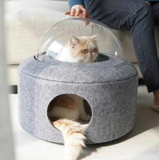 Wholesale Manufacturer Space Capsule Transparent  felt cat bed