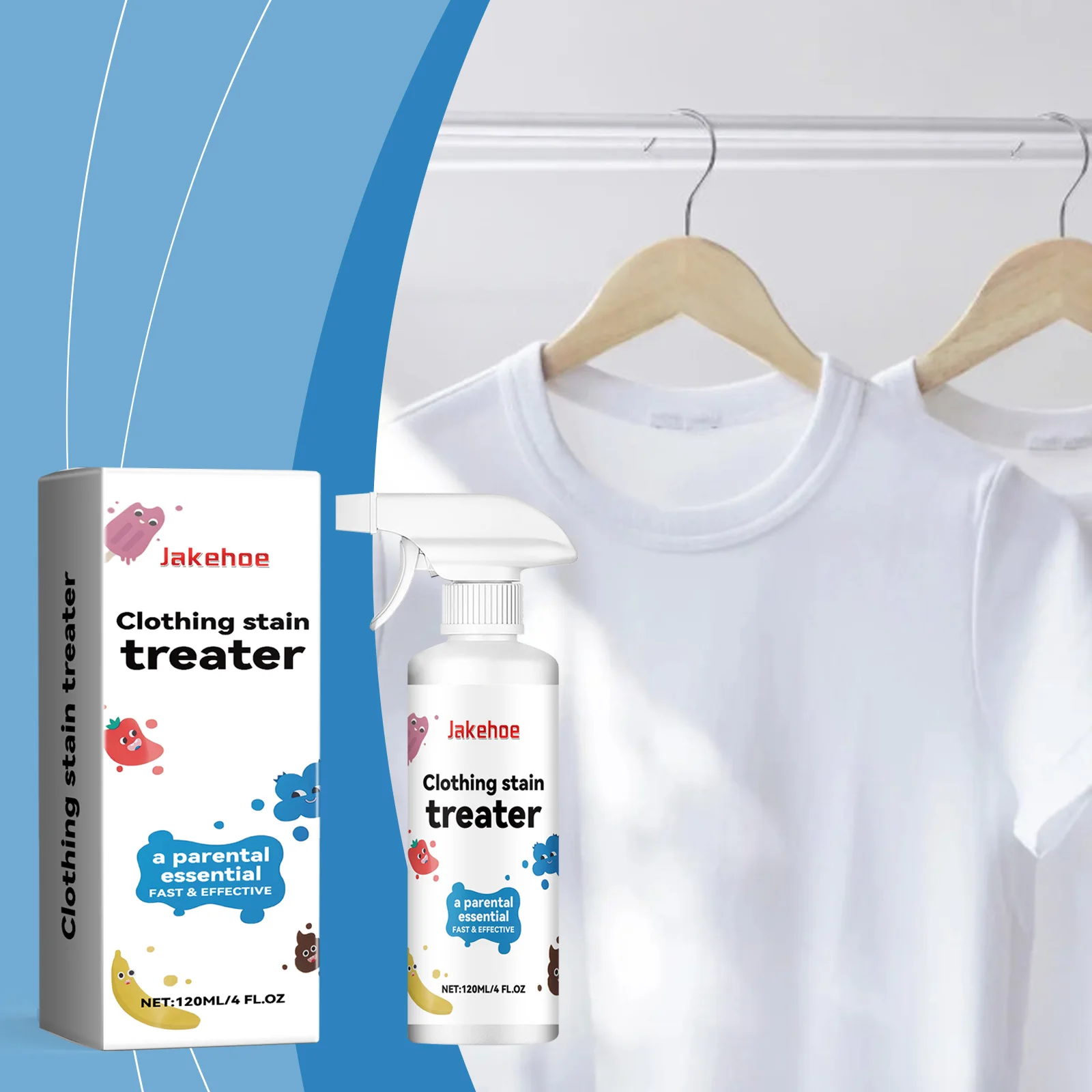 Jakehoe Clothes Cleaning Spray Quickly Clothes Stain Remover Liquid Organic Cloth Stain Remover Spray