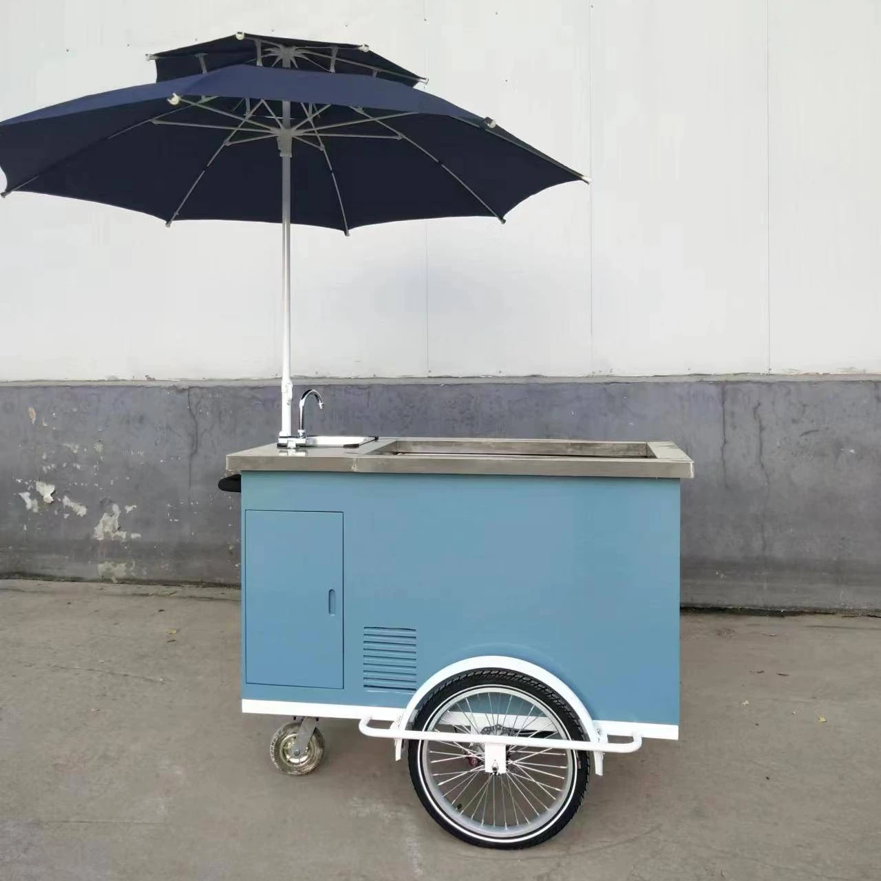 New arrival bike towing ice cream cart with sink street ice cream vending trailer for sale
