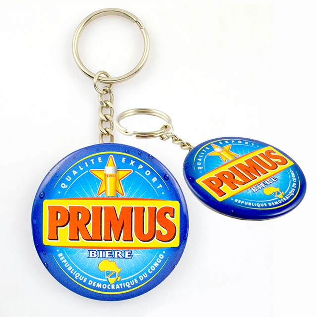Promotion Gift Custom Logo Text Pattern Silkscreen Print Tin Material Bottle Opener Button Badge Keychain