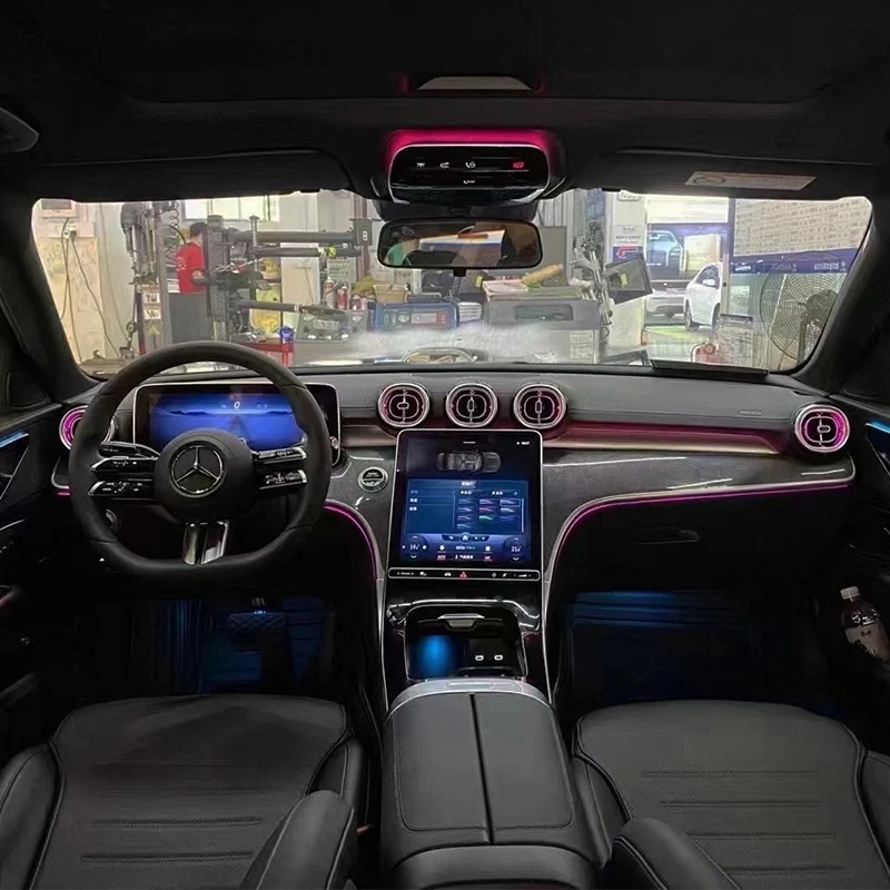 Подходит для 2022 Mercedes-Benz Новинка C-Class Передняя выхлопная решетка рассеянного света светящаяся турбина Воздушная специальный автомобиль
