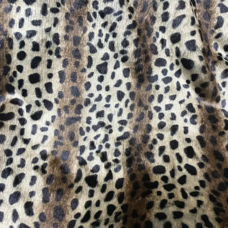 Luxury Jacquard Plush Leopard Long Pile Faux Fox Fur Fabric for