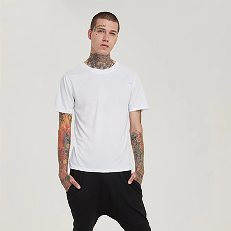 
cheap $1 custom logo plain white quick dry t shirts for men 