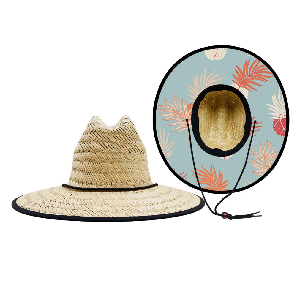 Summer Florida surfers aloha unisex sombreros wholesale straw lifeguard hats for men with custom logo