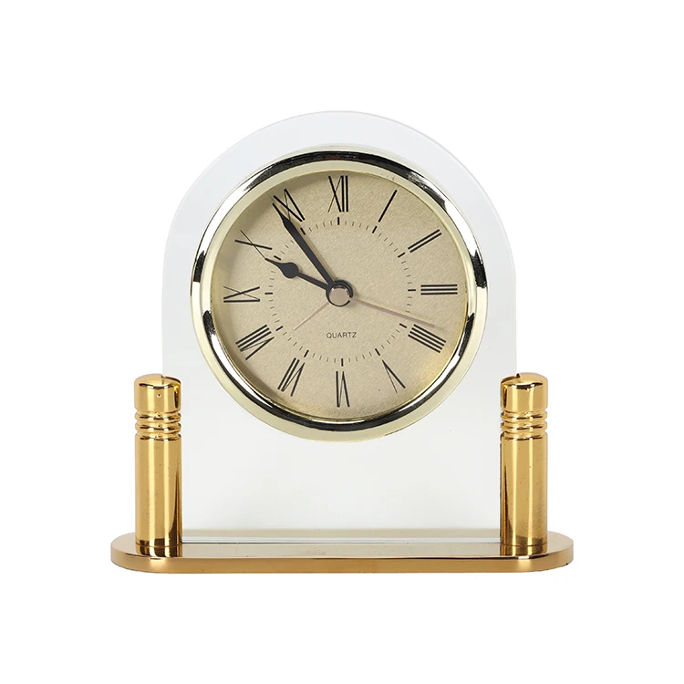 Gold plating Metal  Brass Quartz Battery Operated Table Clock