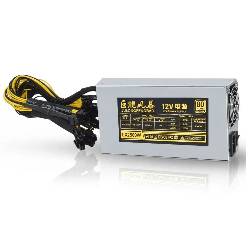 SENLIFANG 2500W 80 Plus 2U Single Channel GPU PSU 10*6Pin S7 S9 Power Supply 23cm*11.8cm*7.2cm High Power Switching Power Supply