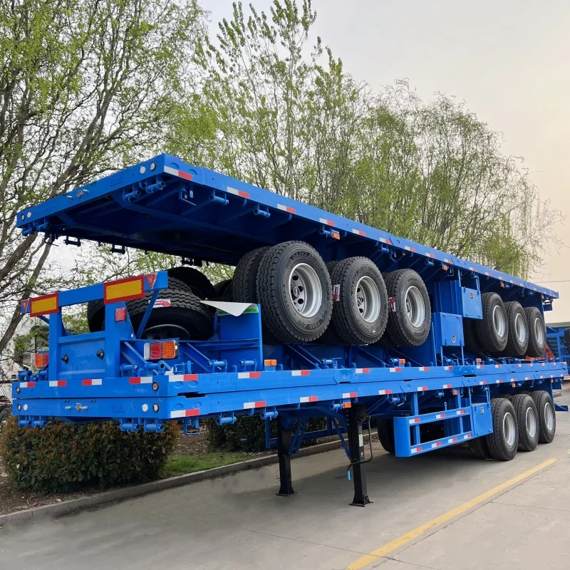 Best Price 30 40 50 Ton 2 3 4 Axles Flatbed Semi Truck Container Trailer 48 FT 40 FT 20 FT Flatbed Trailer for Sale