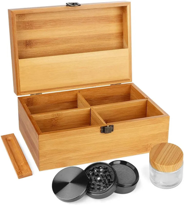 Premium Handmade Large Storage Bamboo  stash Box glass bongo smoking accessories water pipe