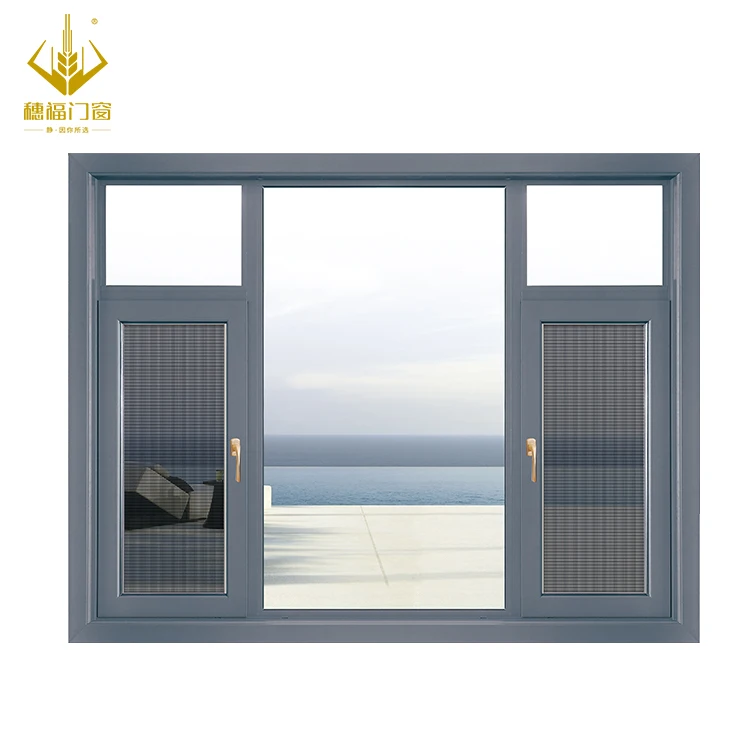 Алюминиевый каркас моста кроя распашное окно с фиксированным стеклянным