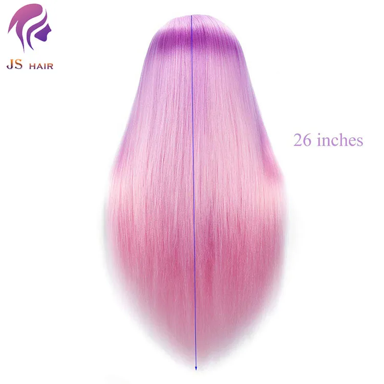 24 inches Pink Synthetic Hair Manican Doll Cabeza Peluqueria Maniquies Hair for Hairstyle Practice teaching training head