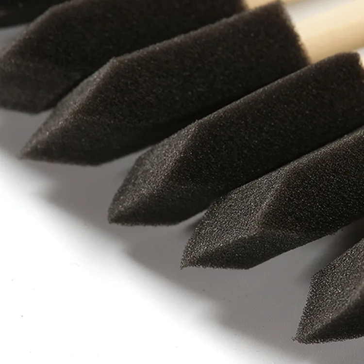 Paint Brush 4Pcs Durable Lightweight Foam Sponge Wood Handle Paint Brush Set for Acrylics Stains Varnishes Crafts Art