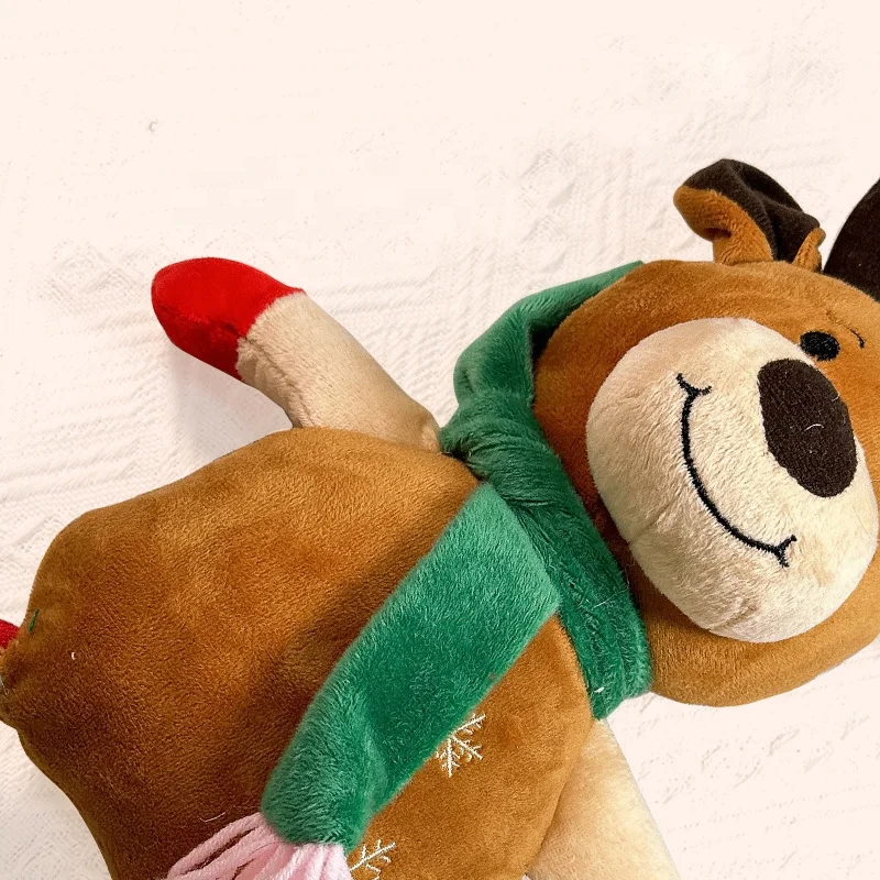 Christmas Series Plush Dog Toys Christmas Elk Snowman Santa Claus Shape Design Dog Christmas Toys