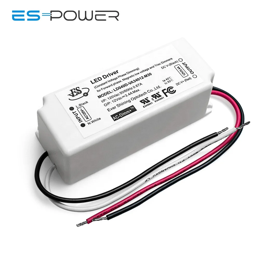 Es 120vac Triac Dimming 1.7a 24vdc 40w LED Lighting 24V DC 120V Constant Voltage Led Driver