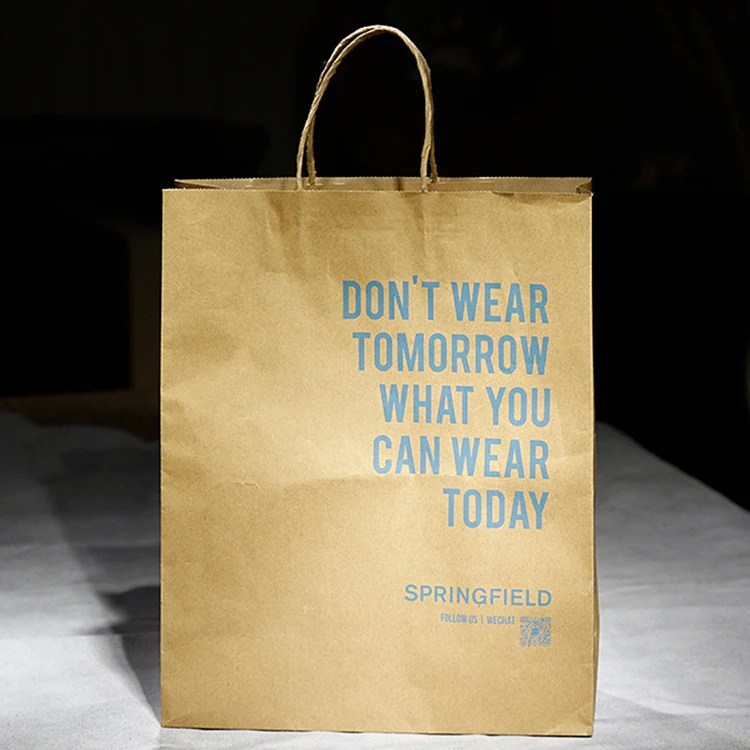 Customized Printed Logo White And Black Brown Kraft Craft Paper Shopping Bag With Your Own Logo Kraft Paper Bag With Handle