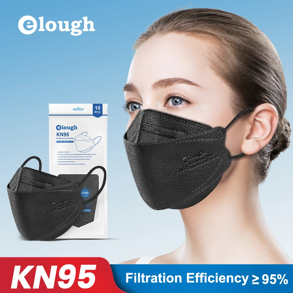 Protective safety 4-layers colores tela termosellado cordon cubrebocas negro mouson KN95 face mask