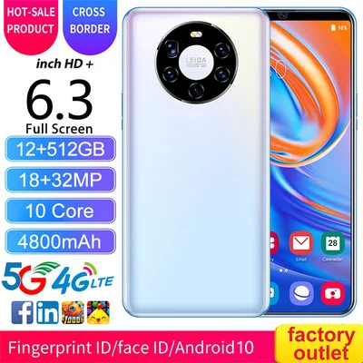 2021 Новый MT50 Pro 10 ядер 6 3 дюйма HD экран дисплей 12 + 512 Гб 18 32 Мп 4800 мАч отпечаток пальца ID лицо разблокировка android 0
