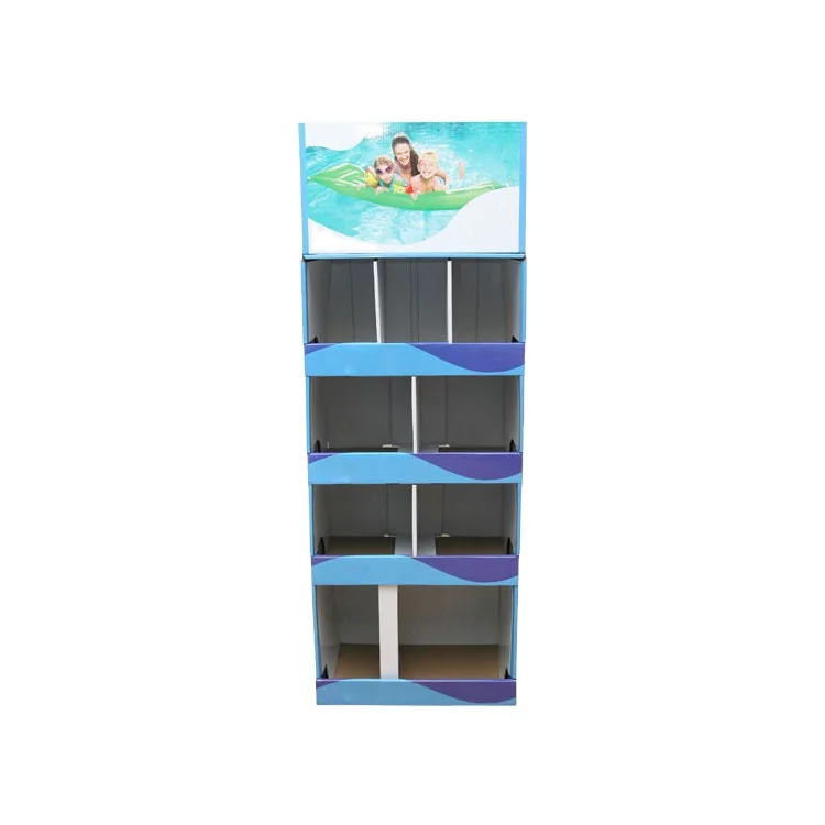 Wholesale factory customization Free Standing Corrugated Cardboard display rack/stand Paper Swimming Ring Display Standee Shelf