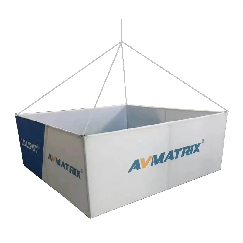 OEM Custom Ez Tube Printed Brand Logo Advertising Sign Circle Trade Display Ceiling Hanging Banner