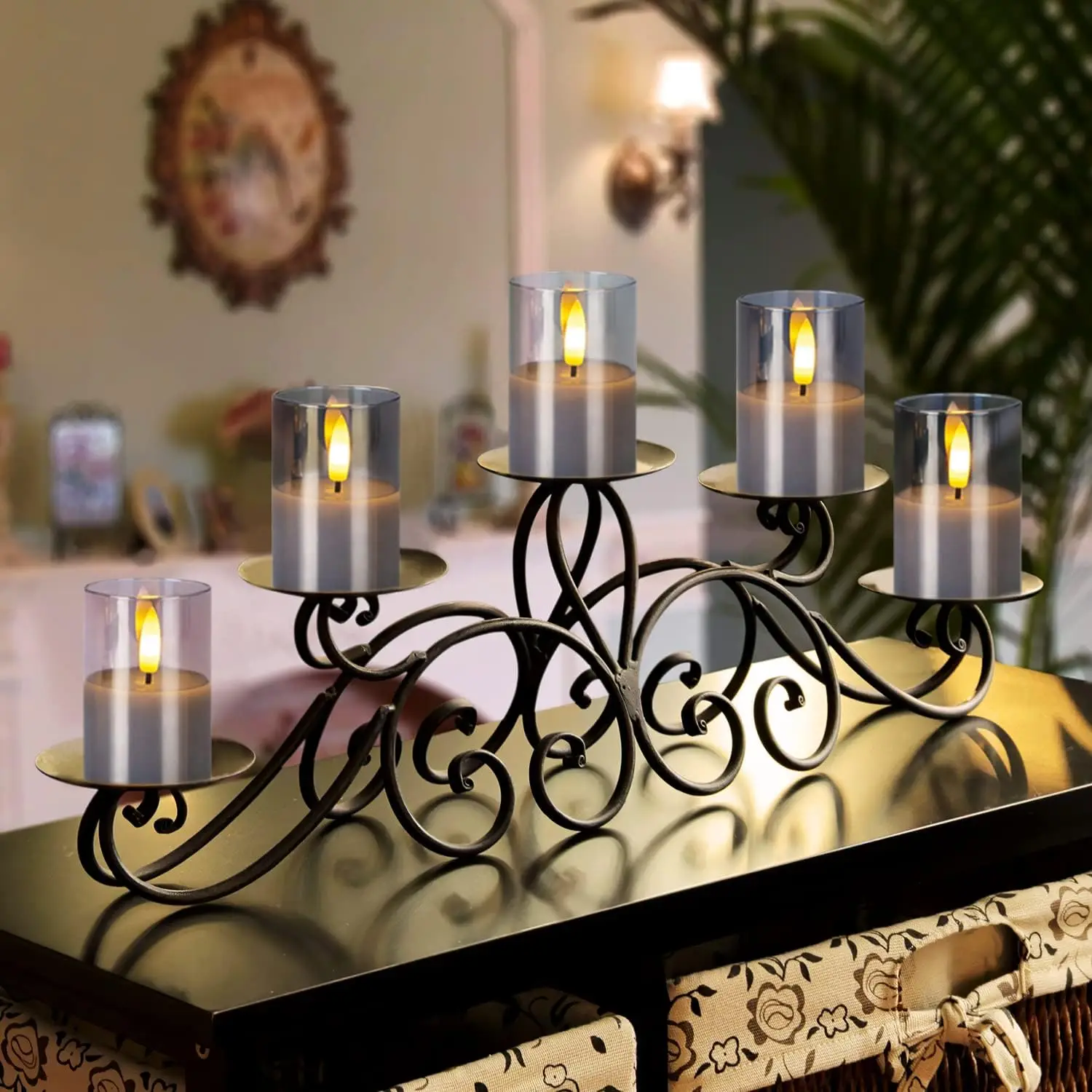 Homemory Glass Flameless Votive Candles with Timer Remote, 350+Hour Lasting Battery Operated Led Candles, Real Wax 3D Wick