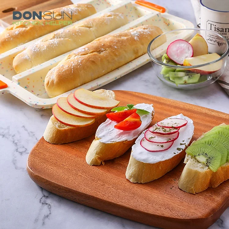 3 Loaf Non-stick silicone french bread baking pans Silicone Baguette Pan