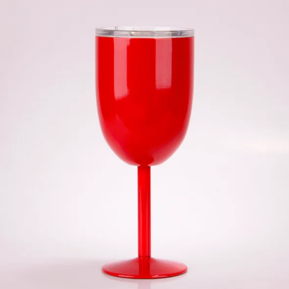 10 oz Custom Logo Double Wall Wine Cup Glass Stainless Steel Stemless Champagne Glasses