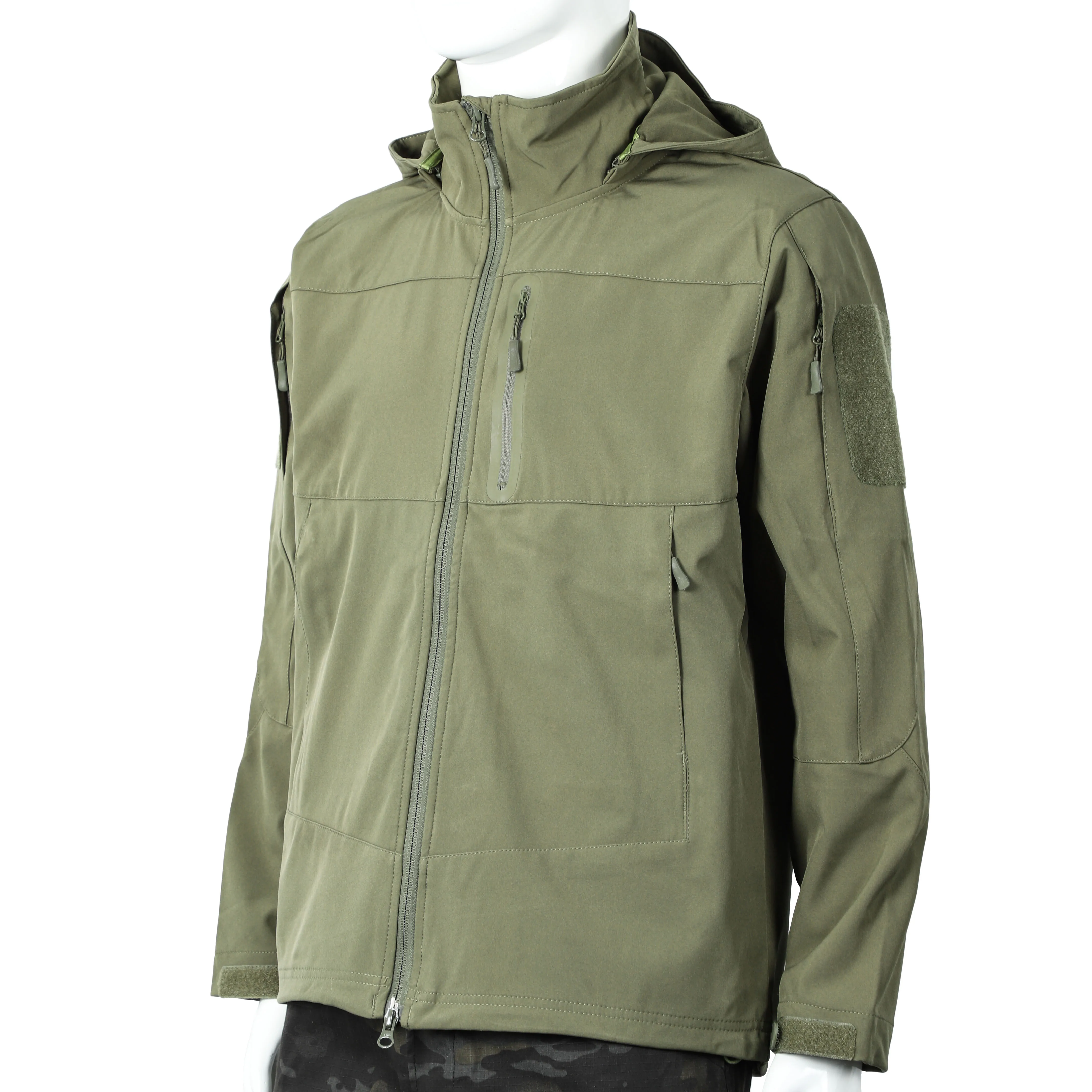 Unisex Tactical Windbreaker Hidden Edge Soft Shell Jacket with Zipper Closure Windproof Fleece Material Casual Style