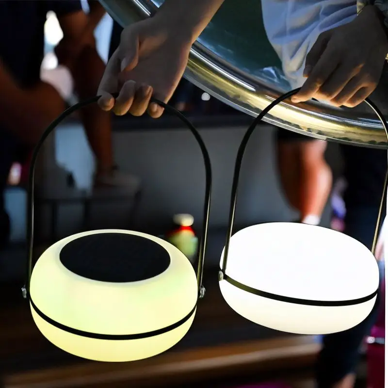 2024 Portable Rechargeable Lantern Dimmable Outdoor Solar Garden Lights with LED Light Source Decorative Plastic Lamp Body