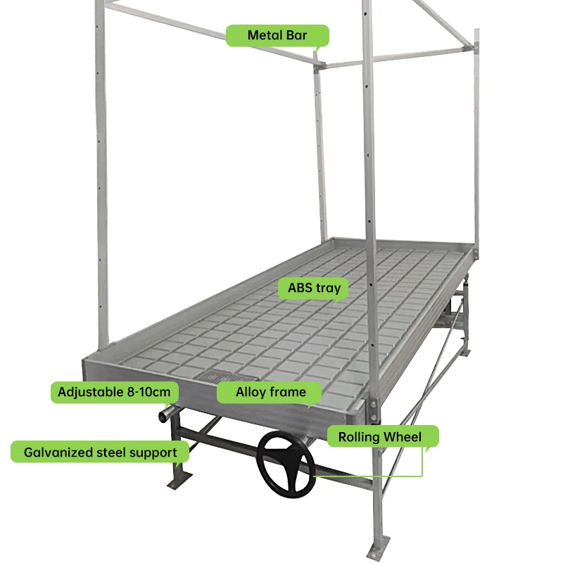 double tier 2x8 grow flood table stainless steel rolling bench stand grow table 4x4 4x8 grow table hydroponic