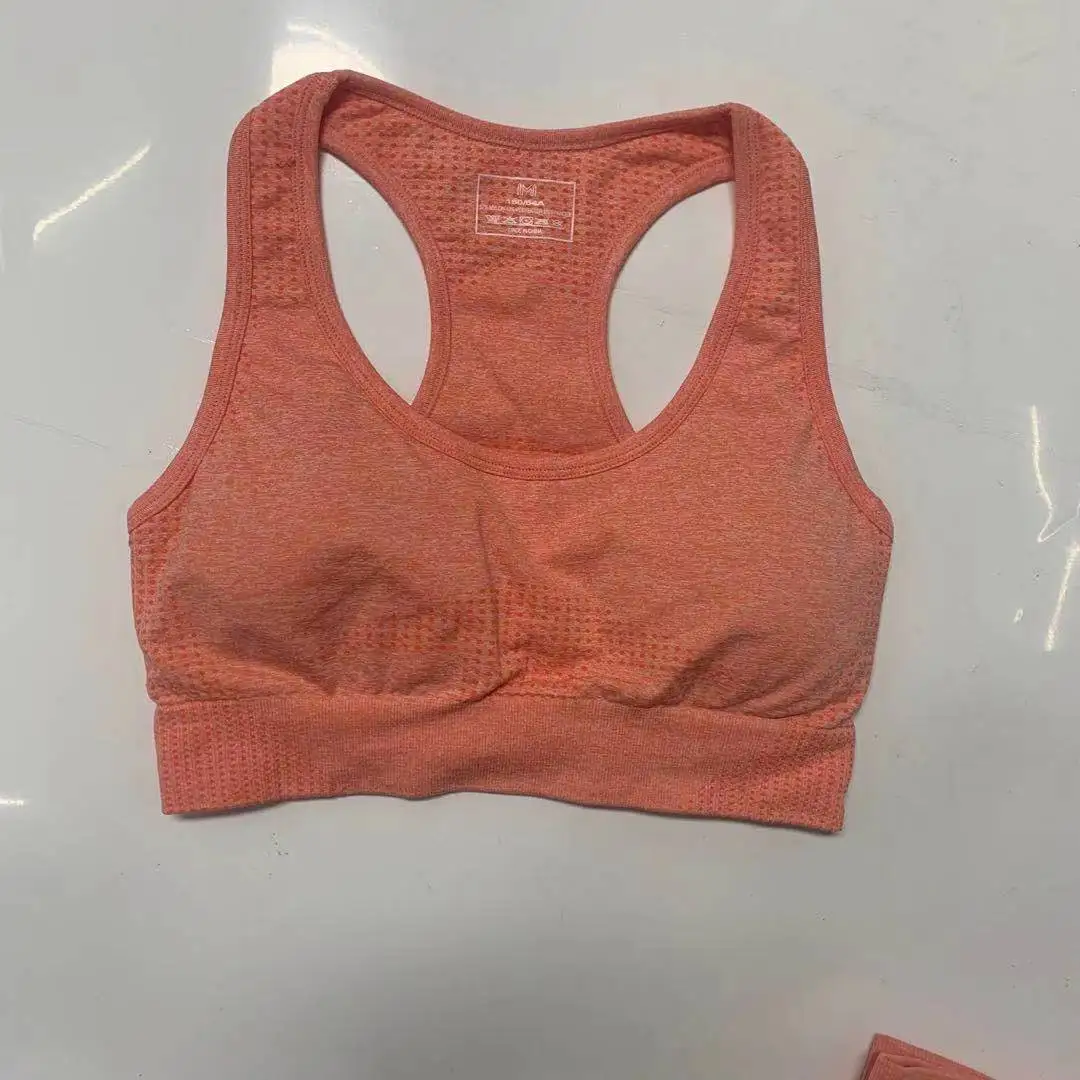 Hot Custom Logo Seamless Breathable Dot Bra Short Sleeve T-shirt High Waist Workout Shorts Yoga 3 Piece Sets