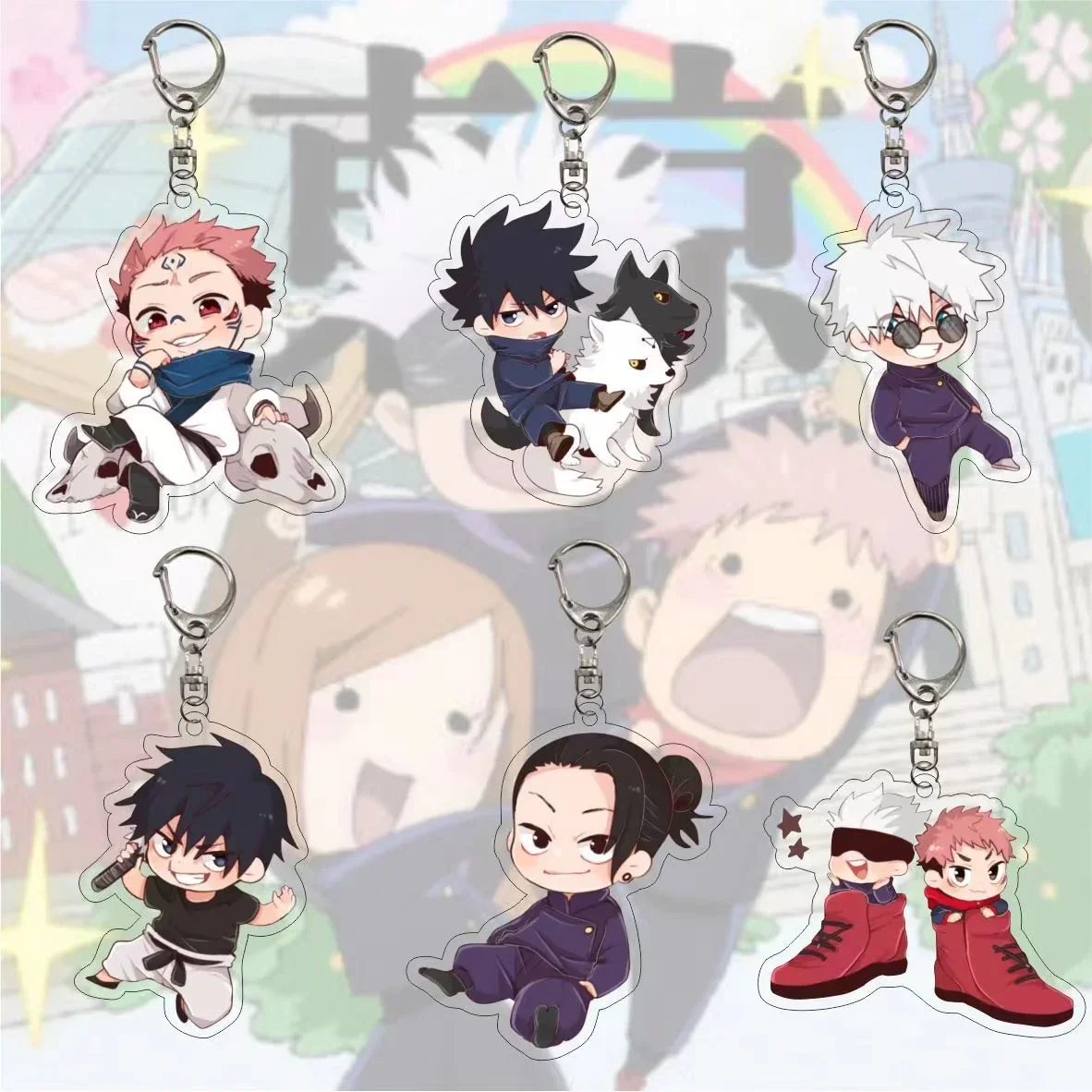 Anime Gojo Keychain Yuuji Megumi Yoshinobu Nobara Hanami Toge Kechizu Koukichi Momo Panda Sasaki Acrylic Keychains wedding Gift
