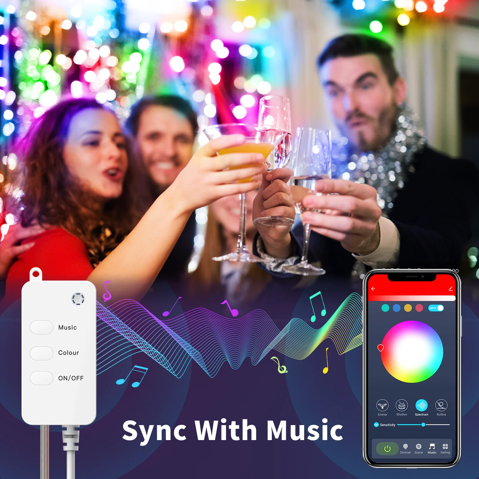 APP Control Outdoor Waterproof Firefly Twinkle Lights RBG Color Changing LED Fairy String Lights Commercial Christmas Lights