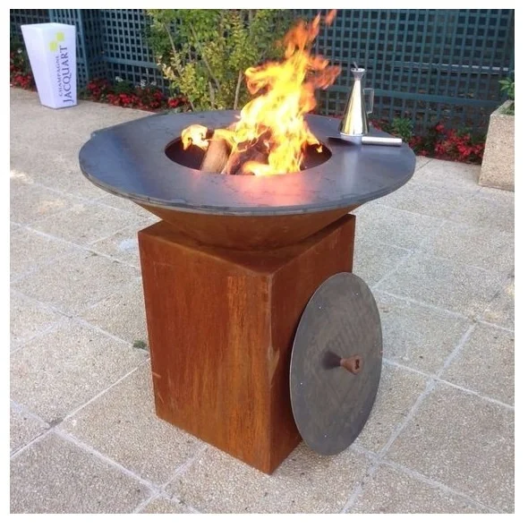 Easy Installation Weathering Steel Fire Pit With Grill Table BBQ