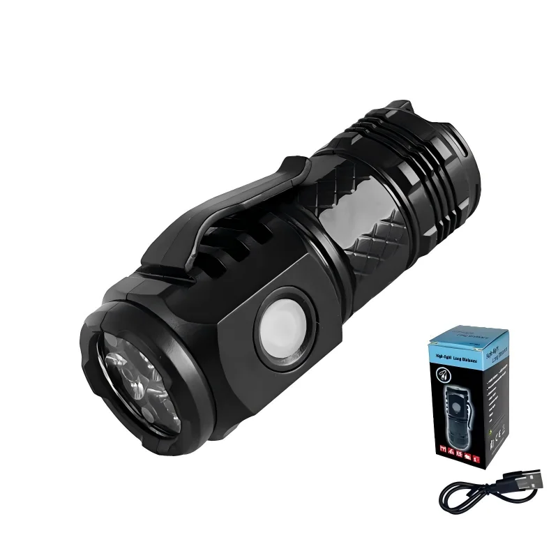 Mini ABS Material LED Flashlight Type-C Charging Plastic Powerful Rechargeable Torch Light Camping Light Portable Flashlight