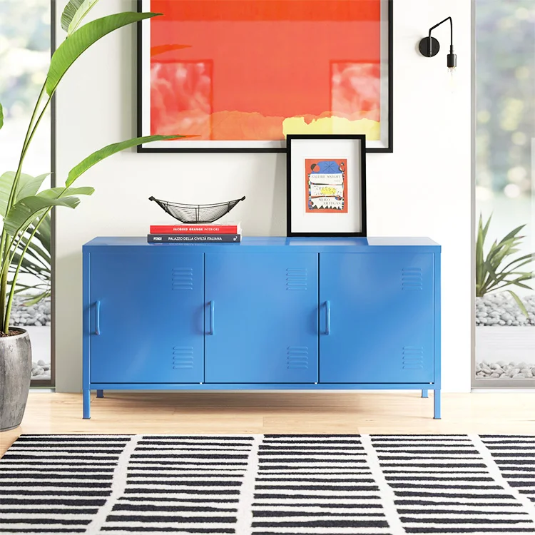 Living Room Furniture Stands Type Tv Cabinet 3 Doors Store Content Cabinet Metal Tv Cabinet