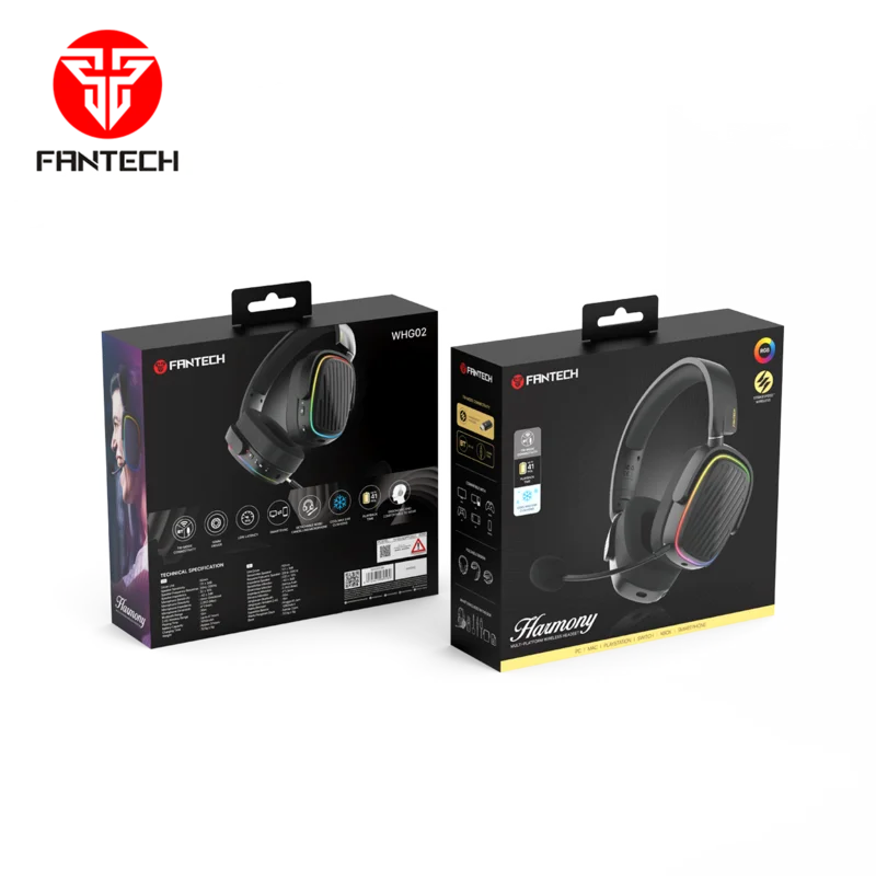 FANTECH WHG02 Gray USB Interface RGB Light with Mic Light Control Button Professional Gaming Headphones