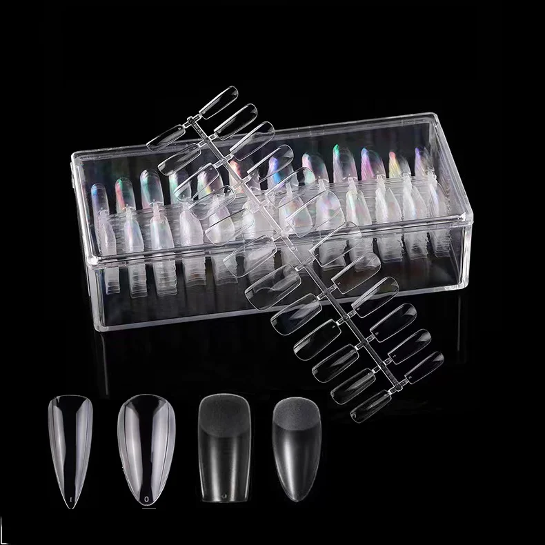 Популярные новые длинные прозрачные накладные ногти 504 шт./кор. Натуральные Искусственные вырезанные под локоть французские