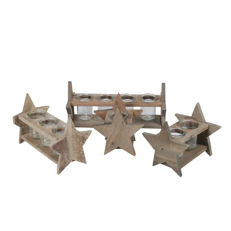 Personalized Stand Vintage Wood Candle Holder