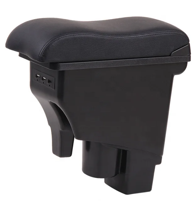 Old model design black Car Center Console Armrest Storage Box Leather ArmRest For Mazda 2