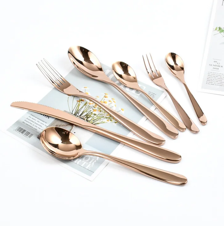 luxury spoon fork knife Event bulk 304 stainless steel wedding tableware rose gold flatware cutlery silverware set