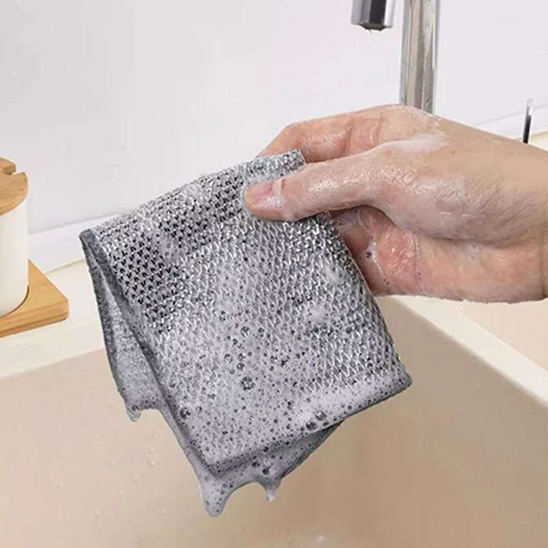 Dishwashing Kitchen Steel Ball Brush Pot Cloth Wear-resistant Instead Cleaning Ball Does Rust Removal Dish Cloths