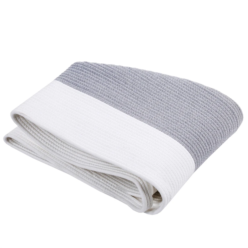 Large Woven Coil Storage Container Foldable Cotton Rope Laundry Basket with Handles